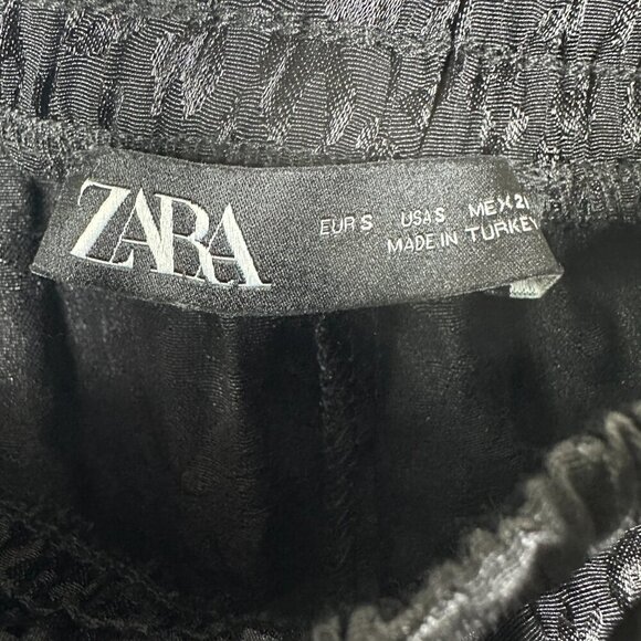 NWOT Zara Womens Black Leopard Print Tie Waist Joggers Size Small Lightweight - Picture 6 of 12